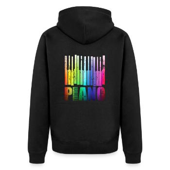 Piano - Unisex Premium Bio Zip Hoodie - Schwarz - Hinten - Nico (187cm)