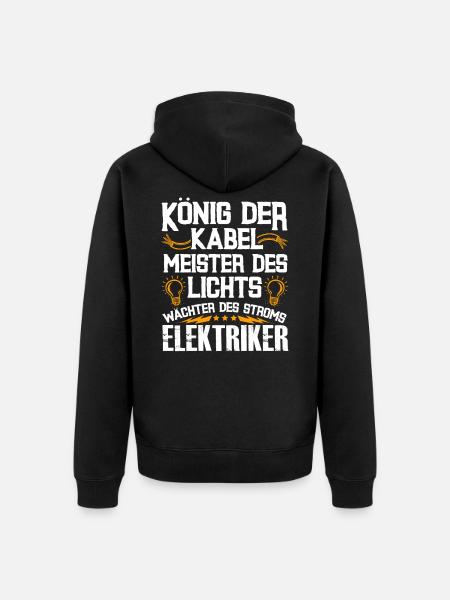 Elektriker Handwerker Strom Steckdose - Unisex Premium Bio Zip Hoodie - Schwarz