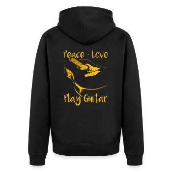 Gitarre - Unisex Premium Bio Zip Hoodie - Schwarz - Hinten - Nico (187cm)