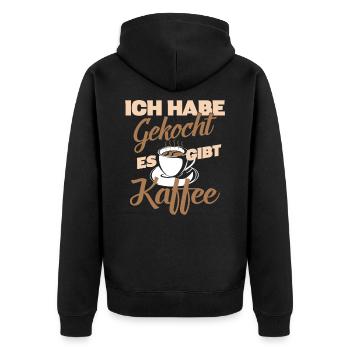 Kaffee Koffein Becher Morgen - Unisex Premium Bio Zip Hoodie - Schwarz - Hinten - Nico (187cm)