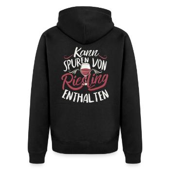 Wein Weintrinker Weinkenner Weinliebhaber - Unisex Premium Bio Zip Hoodie - Schwarz - Hinten - Nico (187cm)