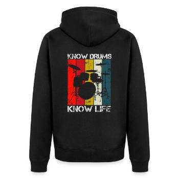 Schlagzeug Schlagzeuger Festival - Unisex Premium Bio Zip Hoodie - Schwarz - Hinten - Nico (187cm)