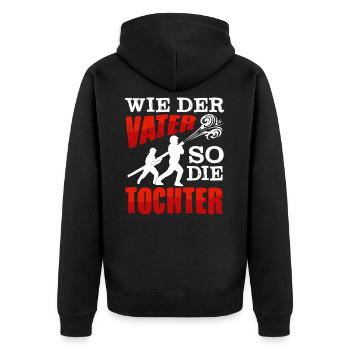 Freiwillige Feuerwehr Vater Tochter - Unisex Premium Bio Zip Hoodie - Schwarz - Hinten - Nico (187cm)