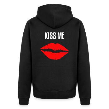 kiss mouth - Unisex Premium Organic Zip Hoodie - black - Back - Nico (187cm)