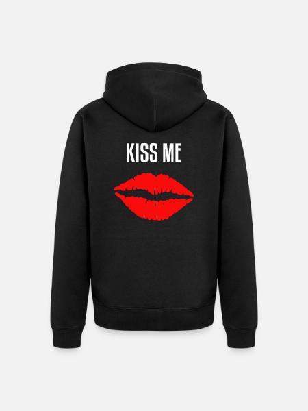 kiss mouth - Unisex Premium Organic Zip Hoodie - black