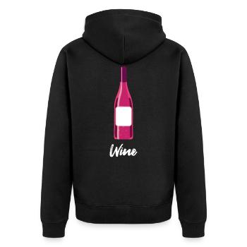 Wine Wein Weintrinker Weinkenner - Unisex Premium Bio Zip Hoodie - Schwarz - Hinten - Nico (187cm)