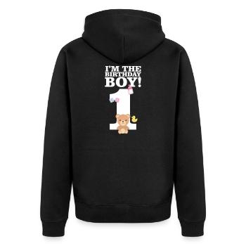 Sweet 1st Birthday Baby TShirt Gift - Unisex Premium Organic Zip Hoodie - black - Back - Nico (187cm)