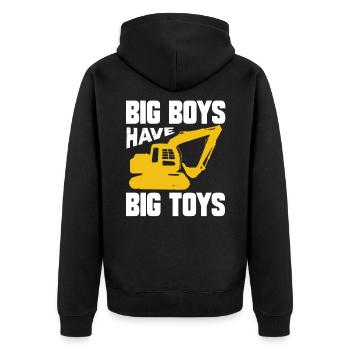Baggerfahrer Bagger Baggern Baustelle Beruf - Unisex Premium Bio Zip Hoodie - Schwarz - Hinten - Nico (187cm)