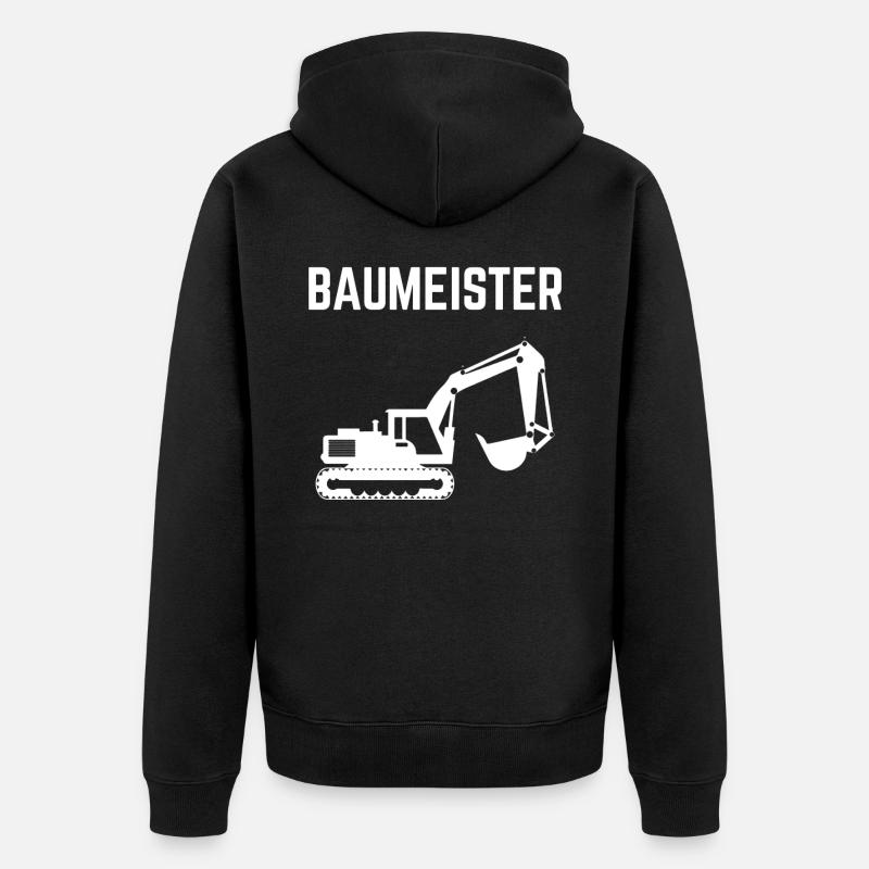 Baumeister Baggerfahrer Bagger - Unisex Premium Bio Zip Hoodie - Schwarz