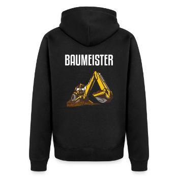 Baumeister Bagger Baggern - Unisex Premium Bio Zip Hoodie - Schwarz - Hinten - Nico (187cm)