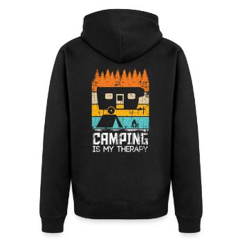 Wohnwagen Retro Camping Camper - Unisex Premium Bio Zip Hoodie - Schwarz - Hinten - Nico (187cm)