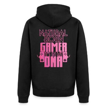 Chemise de jeu Gamer Natural Born - Veste à capuche bio Premium Unisexe - noir - Dos - Nico (187cm)