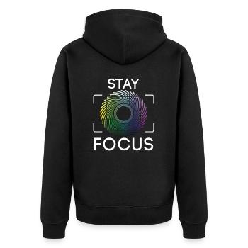 Photograph Fotograf Fokus Kamera - Unisex Premium Bio Zip Hoodie - Schwarz - Hinten - Nico (187cm)