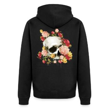 Skull with roses - Unisex Premium Organic Zip Hoodie - black - Back - Nico (187cm)