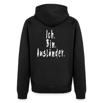 Ich Bin Ausländer - Unisex Premium Bio Zip Hoodie - Schwarz - Hinten - Nico (187cm)
