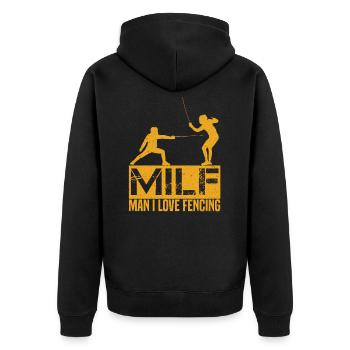 Fechten Mann Liebe - Unisex Premium Bio Zip Hoodie - Schwarz - Hinten - Nico (187cm)