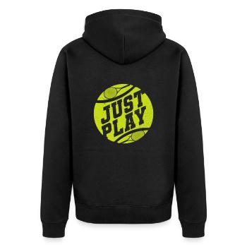 Tennis Tennisball Fitness Sport - Unisex Premium Bio Zip Hoodie - Schwarz - Hinten - Nico (187cm)