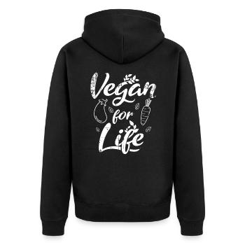 Vegan pour toujours - Veste à capuche bio Premium Unisexe - noir - Dos - Nico (187cm)
