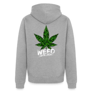mauvaise herbe - Veste à capuche bio Premium Unisexe - gris chiné - Dos - Nico (187cm)