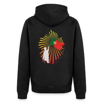Portugal - Unisex Premium Bio Zip Hoodie - Schwarz - Hinten - Nico (187cm)