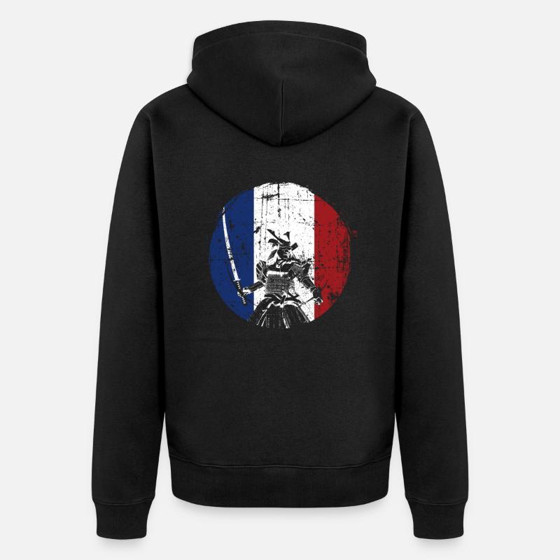Samurai Frankreich Krieger - Unisex Premium Bio Zip Hoodie - Schwarz