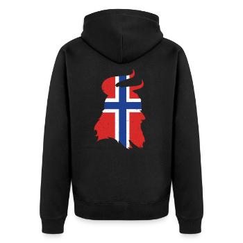 Norwegen Wikinger - Unisex Premium Bio Zip Hoodie - Schwarz - Hinten - Nico (187cm)