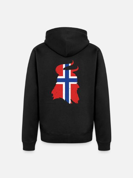 Norwegen Wikinger - Unisex Premium Bio Zip Hoodie - Schwarz