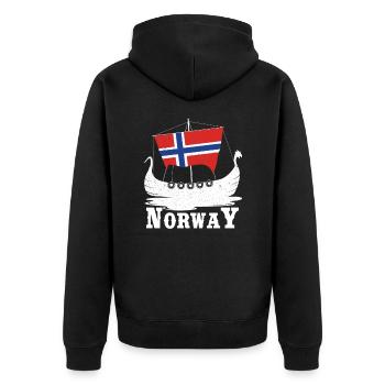 Norwegen Boot Wikinger Geschenk - Unisex Premium Bio Zip Hoodie - Schwarz - Hinten - Nico (187cm)