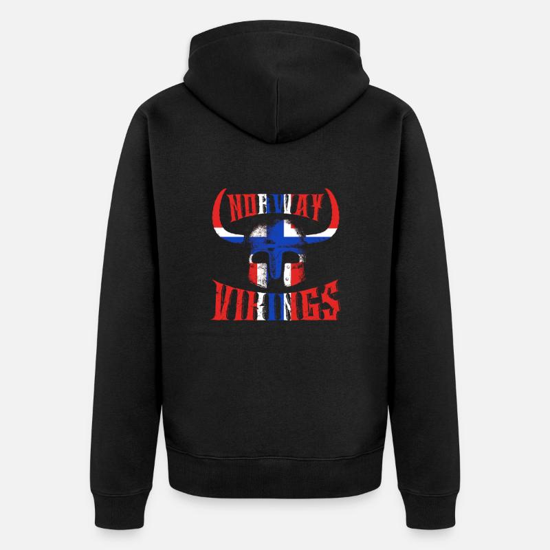 Norwegen Wikinger - Unisex Premium Bio Zip Hoodie - Schwarz