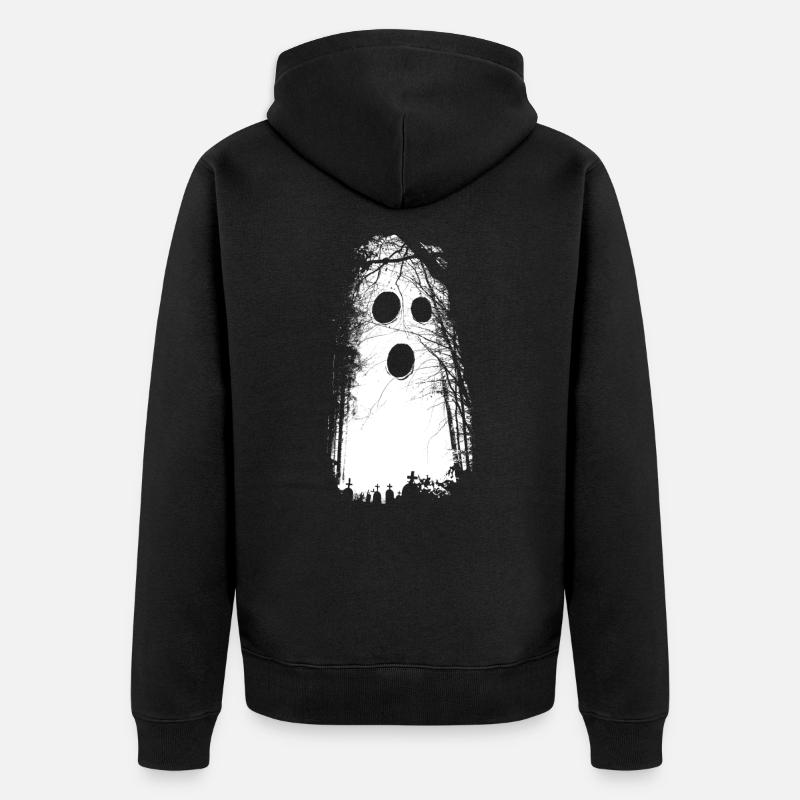 Halloween Geist - Unisex Premium Bio Zip Hoodie - Schwarz