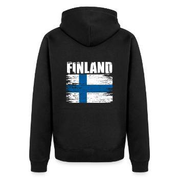 Finland - Unisex Premium Organic Zip Hoodie - black - Back - Nico (187cm)