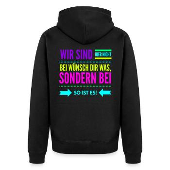 So Ist Es Geschenkidee - Unisex Premium Bio Zip Hoodie - Schwarz - Hinten - Nico (187cm)