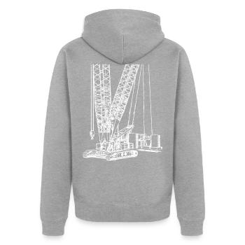 Caterpillar crane crawler white 1600 600 - Unisex Premium Organic Zip Hoodie - heather grey - Back - Nico (187cm)