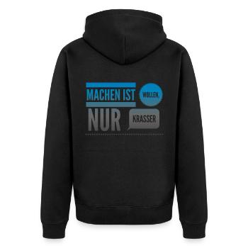 Inspiration Motivation Sprüche Positiv Geschenk 8 - Unisex Premium Bio Zip Hoodie - Schwarz - Hinten - Nico (187cm)