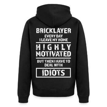 mason - Unisex Premium Organic Zip Hoodie - black - Back - Nico (187cm)