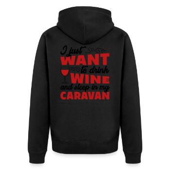 i Just want to drink wine and sleep in my caravan - Unisex Premium Bio Zip Hoodie - Schwarz - Hinten - Nico (187cm)