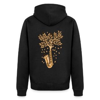 Saxophon Kapelle Blasmusik - Unisex Premium Bio Zip Hoodie - Schwarz - Hinten - Nico (187cm)