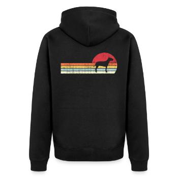Vintage Retro Bull Terrier Hund Mama / Papa - Unisex Premium Bio Zip Hoodie - Schwarz - Hinten - Nico (187cm)