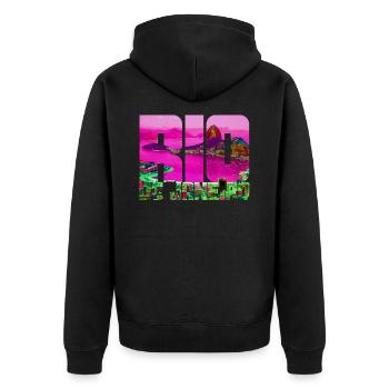 Rio de Janeiro Brasilien - Unisex Premium Bio Zip Hoodie - Schwarz - Hinten - Nico (187cm)