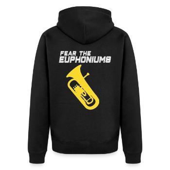 Euphonium - FEAR THE EUPHONIUMS - Unisex Premium Bio Zip Hoodie - Schwarz - Hinten - Nico (187cm)
