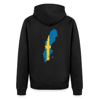 Schweden Flagge Land - Unisex Premium Bio Zip Hoodie - Schwarz - Hinten - Nico (187cm)