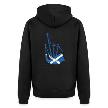 Schottland Dudelsack Musik - Unisex Premium Bio Zip Hoodie - Schwarz - Hinten - Nico (187cm)