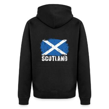 Schottland - Unisex Premium Bio Zip Hoodie - Schwarz - Hinten - Nico (187cm)