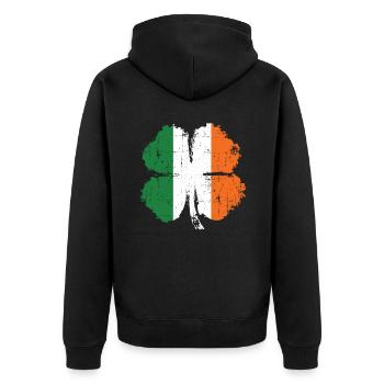 Irland Kleeblatt Geschenk - Unisex Premium Bio Zip Hoodie - Schwarz - Hinten - Nico (187cm)