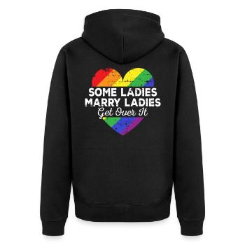 Wife marries wife wedding lesbian lesbian JGA - Unisex Premium Organic Zip Hoodie - black - Back - Nico (187cm)