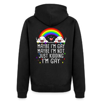 Je suis un cadeau gay Gay Homo Cute - Veste à capuche bio Premium Unisexe - noir - Dos - Nico (187cm)