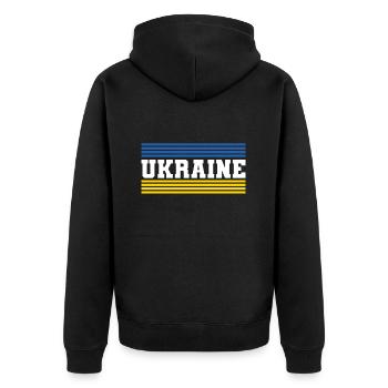 Ukraine - Unisex Premium Bio Zip Hoodie - Schwarz - Hinten - Nico (187cm)