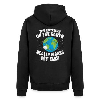 Erde Tag der Erde Welt Rotation Geographie vintage - Unisex Premium Bio Zip Hoodie - Schwarz - Hinten - Nico (187cm)