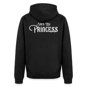 She's my Princess Partnerlook - Unisex Premium Bio Zip Hoodie - Schwarz - Hinten - Nico (187cm)