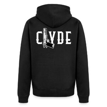 Bonnie & Clyde Partnerlook - Unisex Premium Bio Zip Hoodie - Schwarz - Hinten - Nico (187cm)